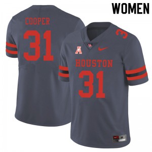 Women's Houston Cougars #31 Jordan Cooper Gray Football Jersey 727046-730