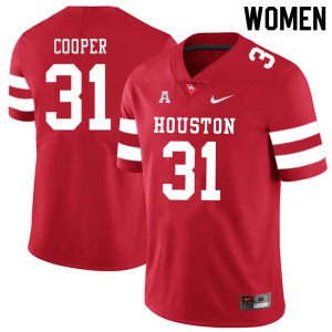 Womens University of Houston #31 Jordan Cooper Red Stitch Jersey 552665-951