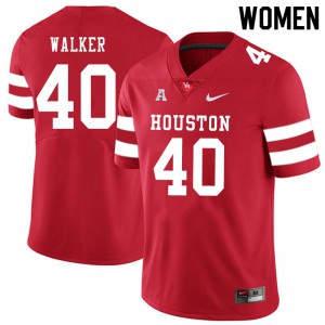 Womens University of Houston #40 Kelan Walker Red Stitched Jerseys 179796-306