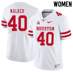 Women's Houston Cougars #40 Kelan Walker White University Jersey 673698-237