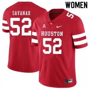 Women UH Cougars #52 Ken Savanah Red Player Jerseys 652403-274