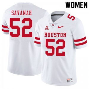 Women's Houston Cougars #52 Ken Savanah White College Jersey 376416-190