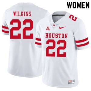 Women's University of Houston #22 Laine Wilkins White Stitch Jersey 848567-403