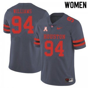 Women Houston Cougars #94 Sedrick Williams Gray Embroidery Jerseys 601502-887