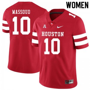 Women's Houston #10 Sofian Massoud Red Football Jerseys 124202-605