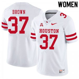 Womens University of Houston #37 Terrell Brown White NCAA Jerseys 984047-536