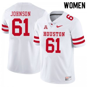 Womens Houston Cougars #61 Benil Johnson White College Jerseys 922965-258