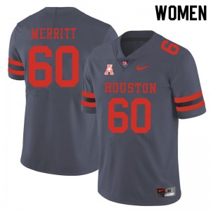 Women's Houston Cougars #60 Brian Merritt Gray College Jerseys 881930-284