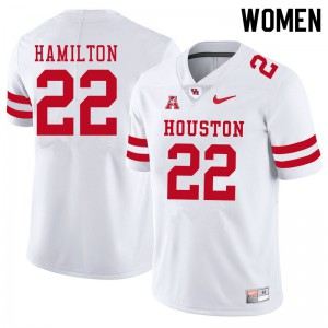 Women Houston Cougars #22 Jamaal Hamilton White High School Jerseys 772717-532