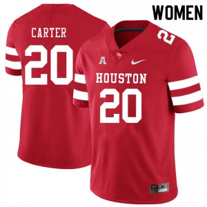 Women UH Cougars #20 KeSean Carter Red NCAA Jersey 904652-602