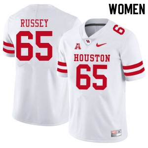 Womens University of Houston #65 Kody Russey White Stitched Jersey 834884-589