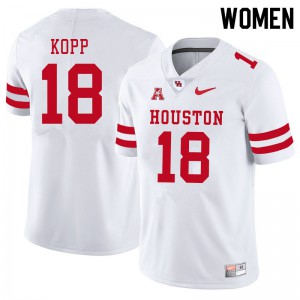Womens Houston Cougars #18 Maddox Kopp White Stitch Jersey 417710-193