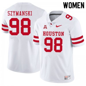 Womens Houston Cougars #98 Rafal Szymanski White Stitched Jerseys 911034-837