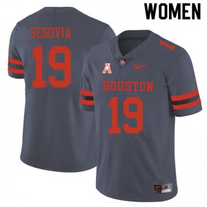 Women's UH Cougars #19 Andrew Segovia Gray NCAA Jerseys 339622-860