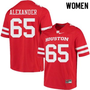 Womens UH Cougars #65 Bo Alexander Red NCAA Jerseys 475131-343