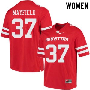 Womens Houston Cougars #37 Caemen Mayfield Red Football Jerseys 190465-145