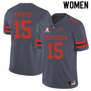 Women's Houston Cougars #15 Christian Kaopua Gray Official Jersey 253264-638