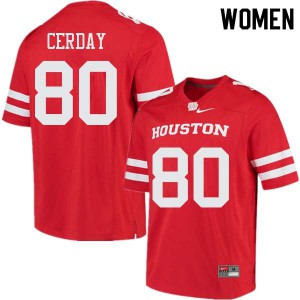 Women UH Cougars #80 Colton Cerday Red University Jerseys 798737-431
