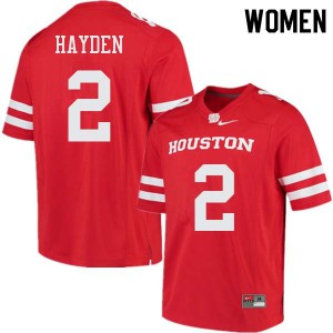Women University of Houston #2 D.J. Hayden Red Official Jerseys 797631-381
