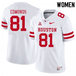 Women's Cougars #81 Darius Edmonds White Embroidery Jerseys 135471-730