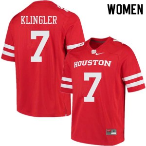 Womens UH Cougars #7 David Klingler Red Player Jersey 505821-578