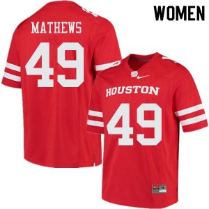 Womens UH Cougars #49 Derrick Mathews Red High School Jersey 504438-564