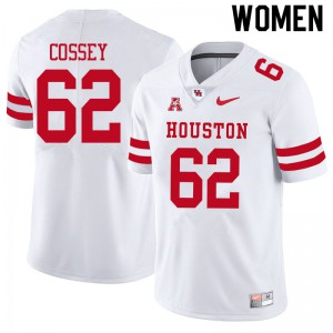 Women's University of Houston #62 Gabe Cossey White Football Jerseys 676250-570