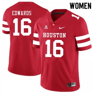 Womens Houston #16 Holman Edwards Red University Jersey 821565-465