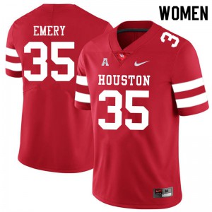 Womens University of Houston #35 Jalen Emery Red Stitched Jerseys 621555-711