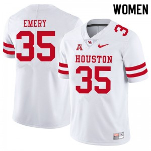 Women's UH Cougars #35 Jalen Emery White Embroidery Jersey 689845-152