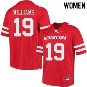 Womens UH Cougars #19 Julon Williams Red Official Jerseys 418729-669