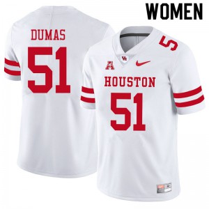 Women Houston #51 Kanen Dumas White Embroidery Jerseys 140456-172
