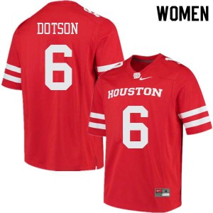 Women's University of Houston #6 Khari Dotson Red College Jerseys 327445-593