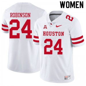 Women's Houston Cougars #24 Malik Robinson White College Jersey 784866-138