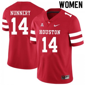 Womens UH Cougars #14 Mannie Nunnery Red University Jerseys 659185-901