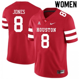 Womens Houston #8 Marcus Jones Red University Jersey 195742-846
