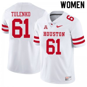 Women's UH Cougars #61 Michael Tulenko White University Jersey 547072-464