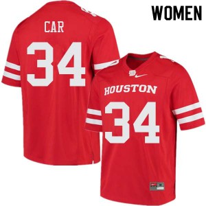 Womens Houston Cougars #34 Mulbah Car Red Football Jerseys 842641-247
