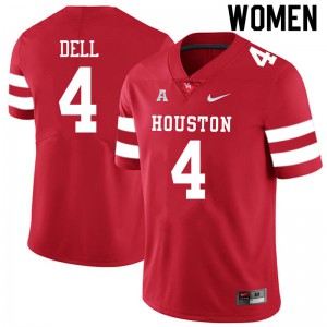 Womens Houston Cougars #4 Nathaniel Dell Red High School Jerseys 441267-987