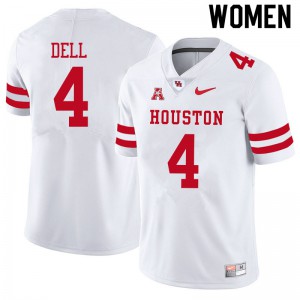 Women UH Cougars #4 Nathaniel Dell White Embroidery Jerseys 639415-337
