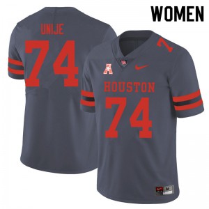 Women's Houston #74 Reuben Unije Gray NCAA Jerseys 740046-849