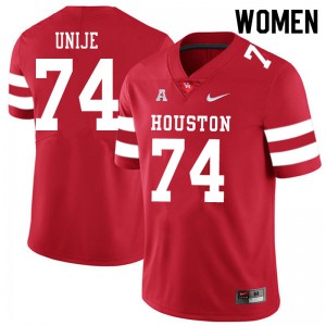Womens UH Cougars #74 Reuben Unije Red Official Jerseys 740574-209