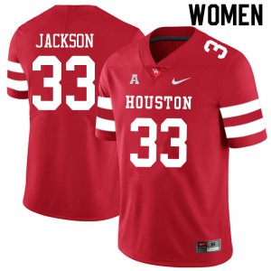Womens Houston Cougars #33 Taijon Jackson Red Embroidery Jerseys 300868-592