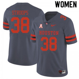Women's Houston #38 Theron Stroops Gray Embroidery Jerseys 836352-528