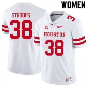 Womens Houston Cougars #38 Theron Stroops White High School Jerseys 947977-604