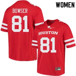 Women's University of Houston #81 Tyus Bowser Red Official Jerseys 602503-297