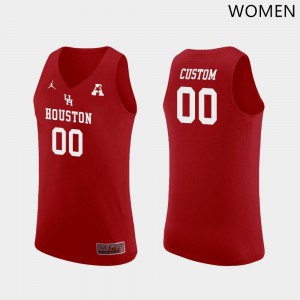 Women UH Cougars #00 Custom Red Stitch Jerseys 625824-251
