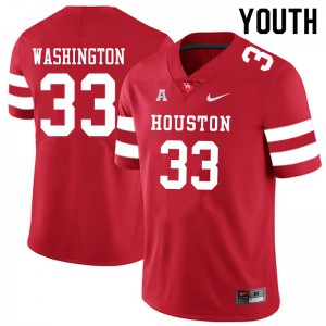Youth University of Houston #33 Bryce Washington Red NCAA Jersey 401192-725