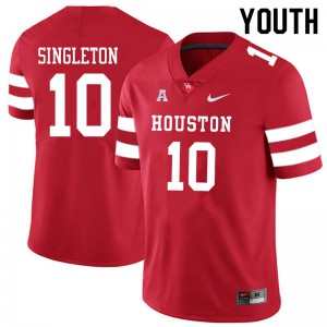Youth Houston Cougars #10 Jeremy Singleton Red Player Jersey 770671-893