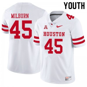 Youth Cougars #45 Jordan Milburn White Stitch Jerseys 933418-999